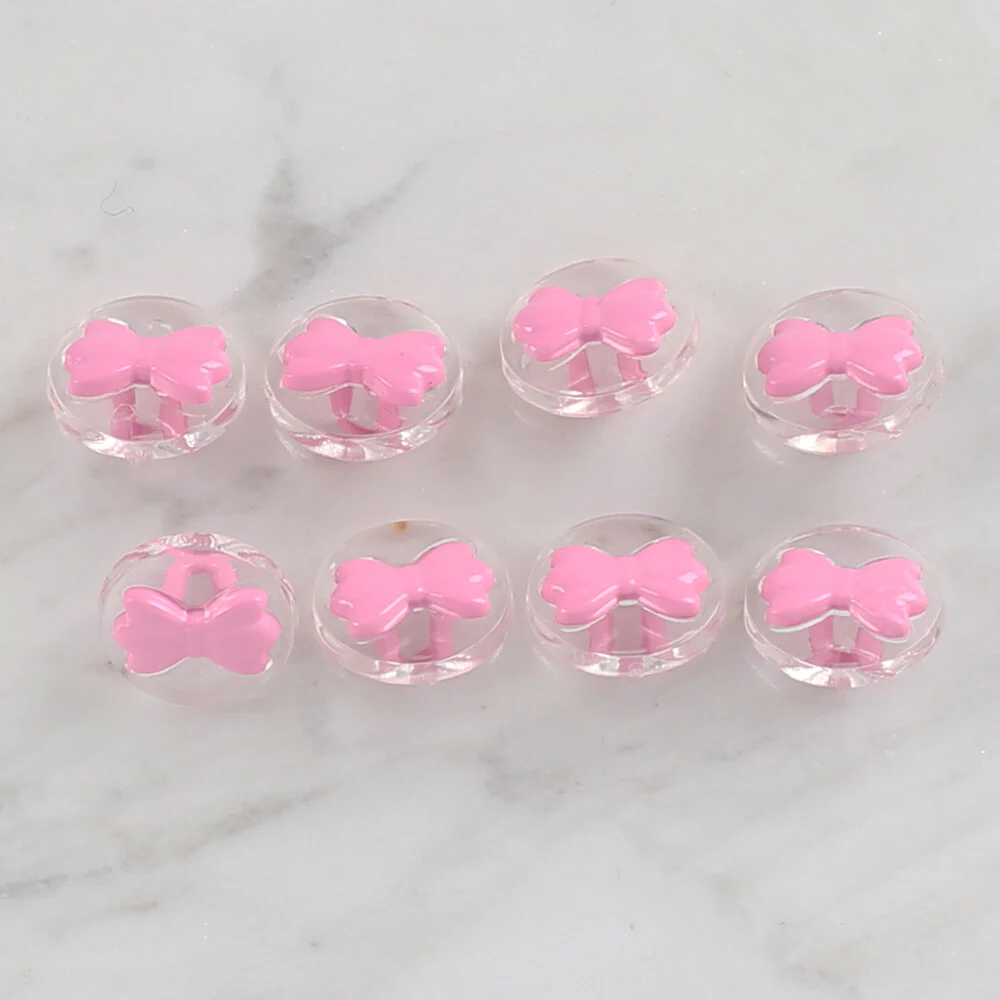 Loren Crafts 8 Pack Transparent  Ribbon Button, Pink- 253 - Image 2