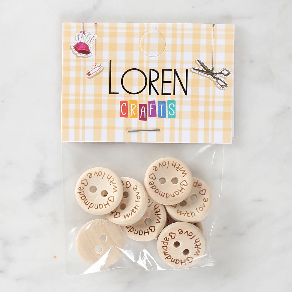 Loren Crafts 8 Pcs "Handmade" Button - 1614 - Image 2