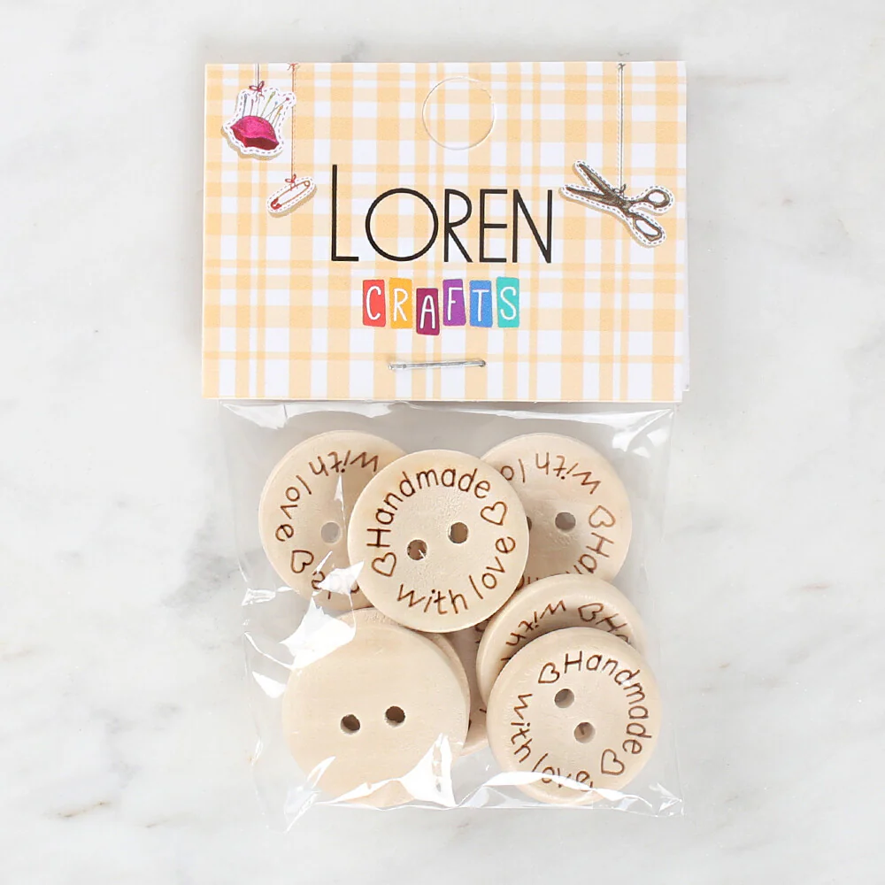 Loren Crafts 8 Pcs "Handmade" Button - 1617 - Image 2