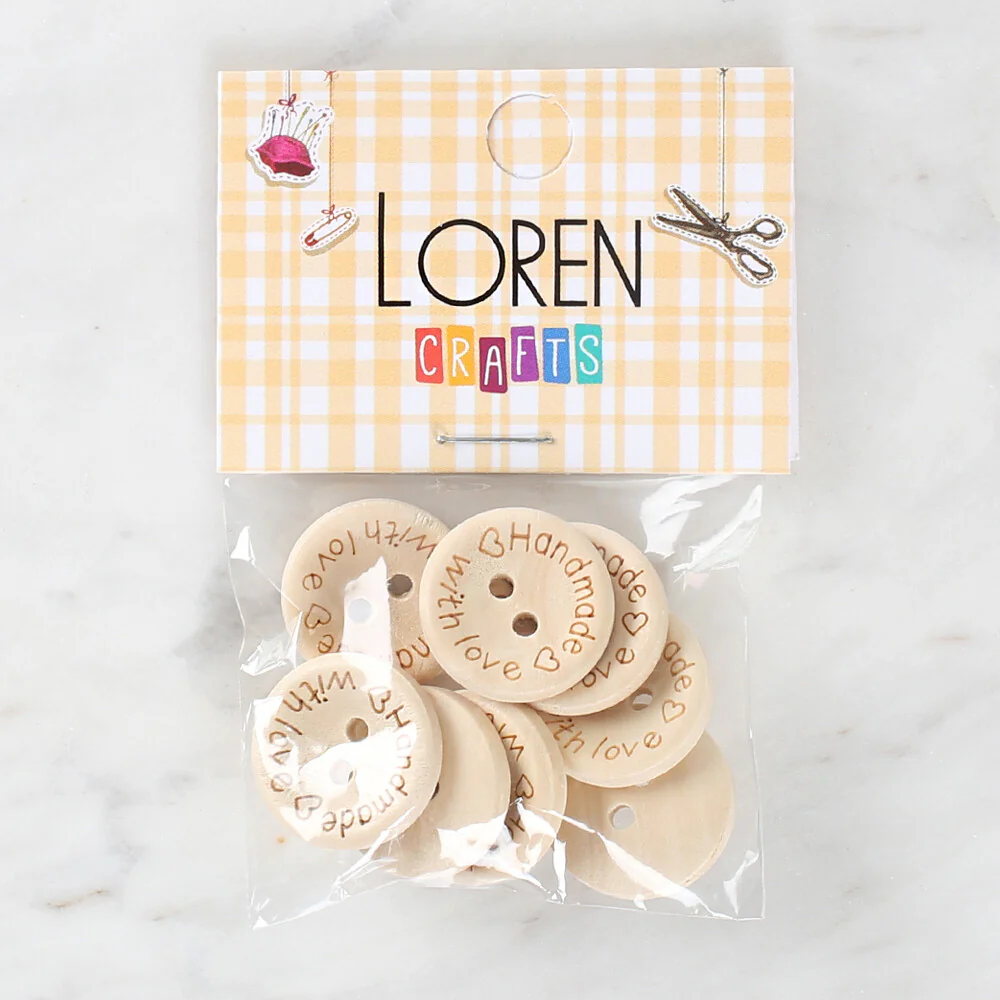 Loren Crafts 8 Pcs "Handmade" Button - 1618 - Image 2