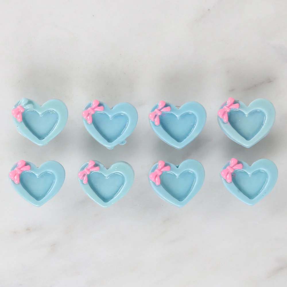 Loren Crafts 8-piece Blue Heart Button - 3014 - Image 2