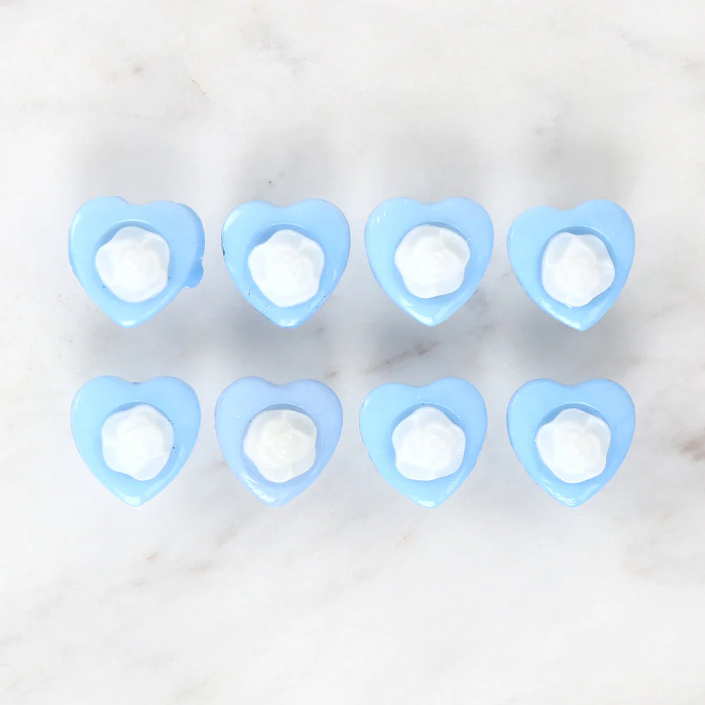 Loren Crafts 8-piece Blue Heart Button - 3050 - Image 2