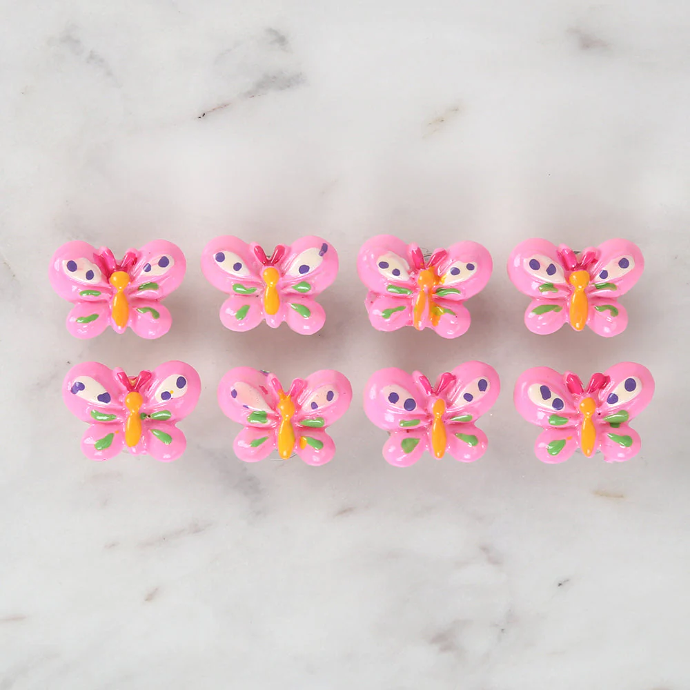 Loren Crafts 8-piece Pink Butterfly Button - 3022 - Image 2