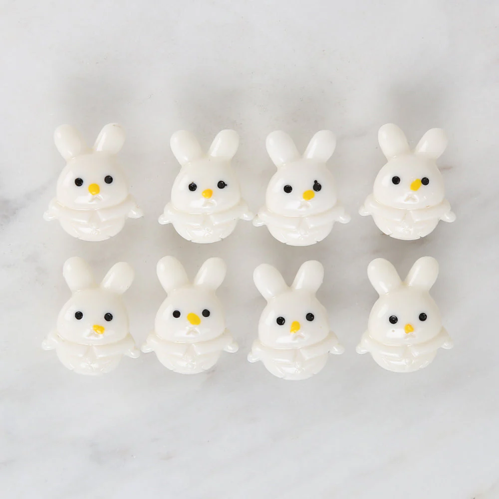 Loren Crafts 8-piece White Rabbit Button - 3033 - Image 2