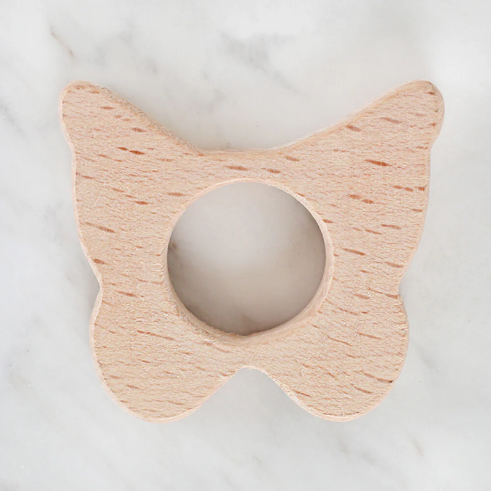 Loren Crafts Butterfly Shaped Organic Wooden Teether Ring