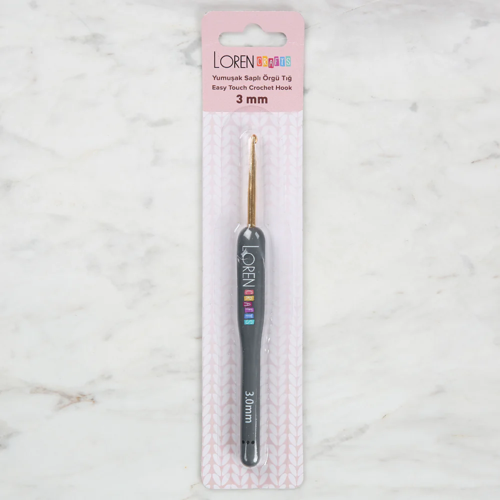 Loren Crafts Golden Tip Soft Handle Wool Crochet Hook LRN - 041 3 mm