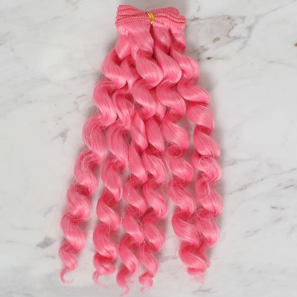 Loren Crafts Synthetic Doll Hair, Curly Pink - Image 2