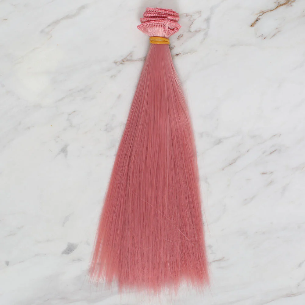 Loren Crafts Synthetic Doll Hair, Straight Dusty Pink - Image 2