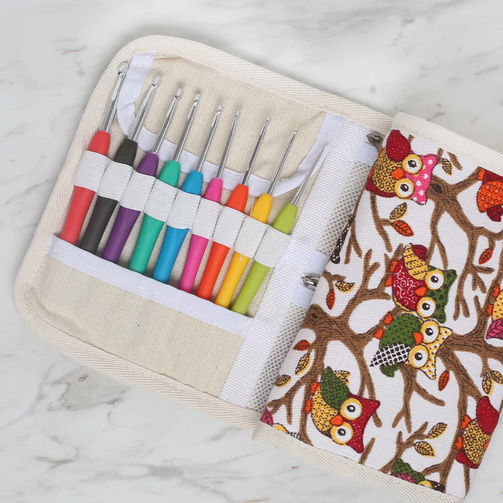 Loren Crochet Hook Set with Owl Patterned Bag - Image 2