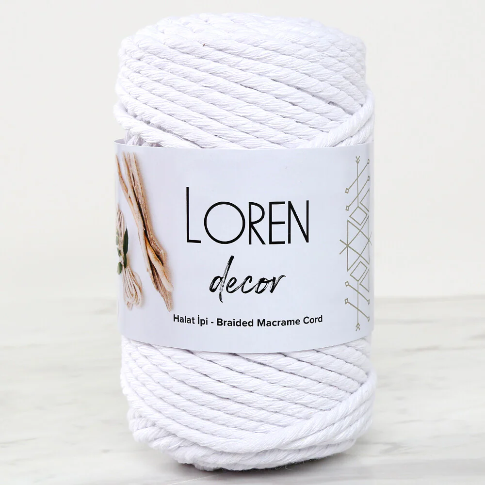 Loren Decor Macrame Yarn, White - L001