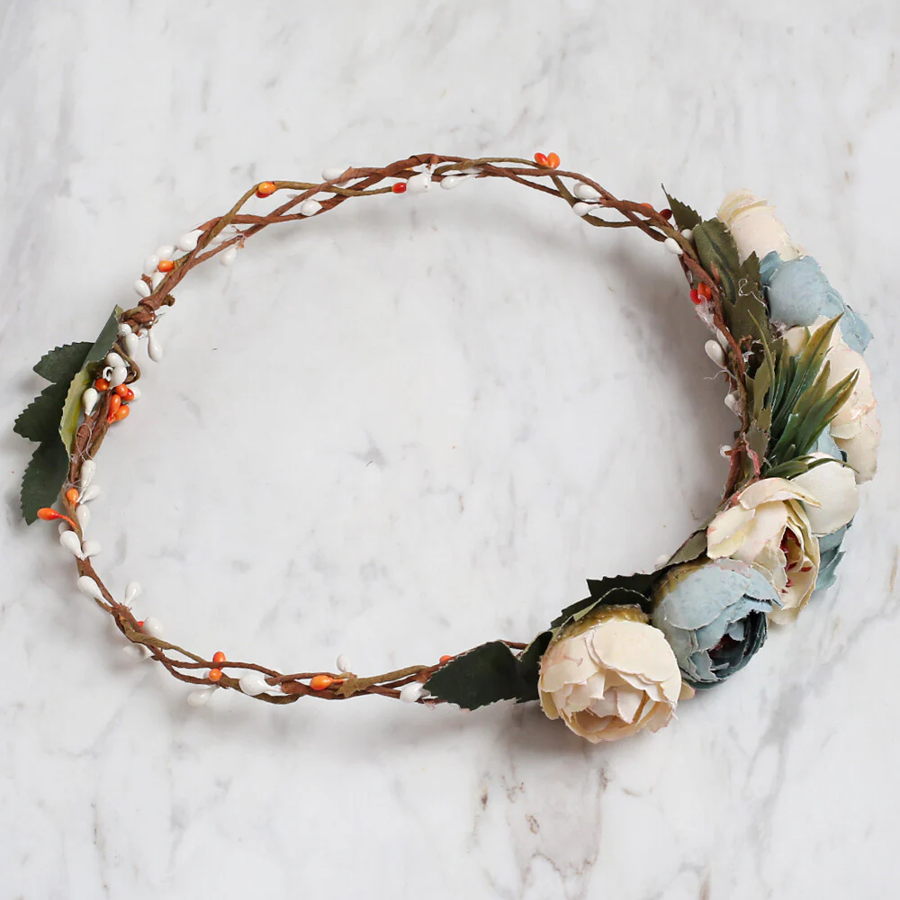 Loren Floral Circle Crown, Cream - Image 2