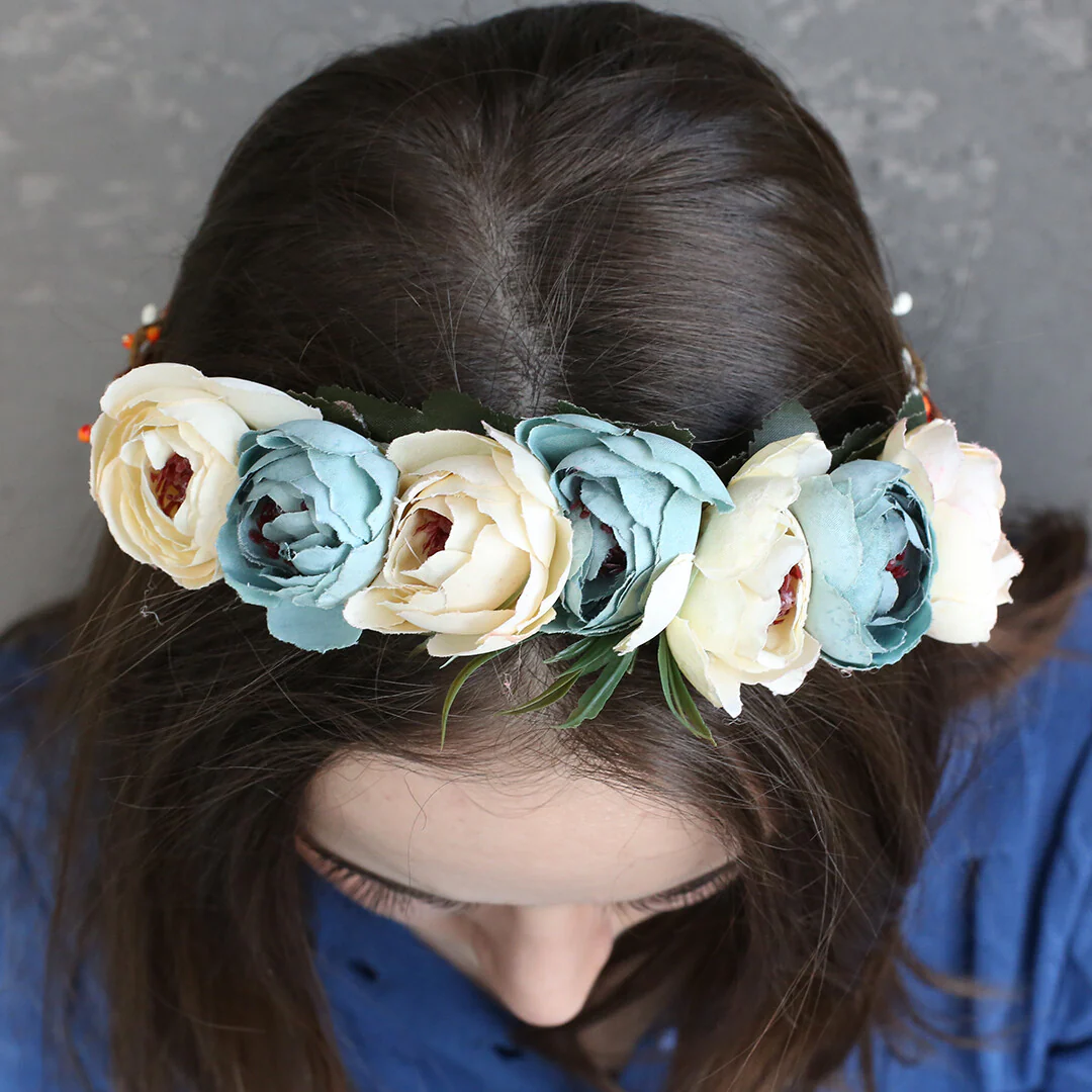 Loren Floral Circle Crown, Dusty Pink - Image 4