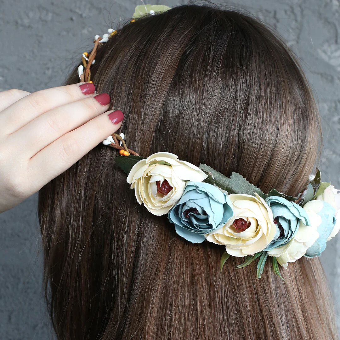Loren Floral Circle Crown, Dusty Pink - Image 5