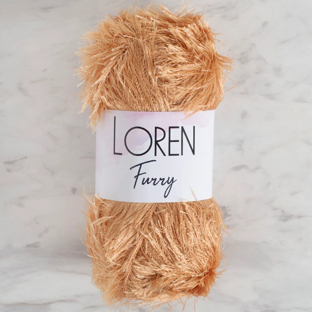 Loren Furry Knitting Yarn, Beige  - RF054