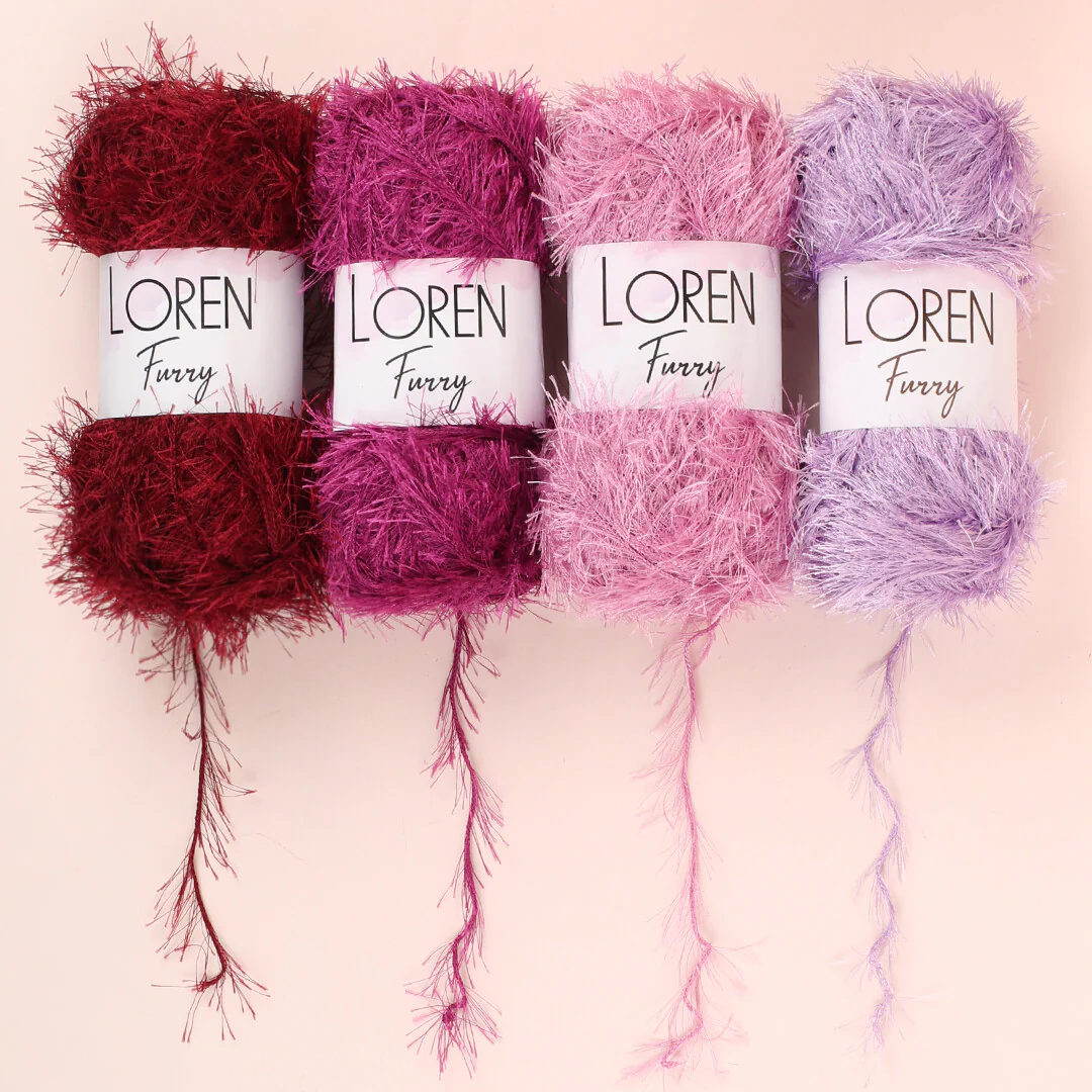 Loren Furry Knitting Yarn, Dark Red - RF024 - Image 3