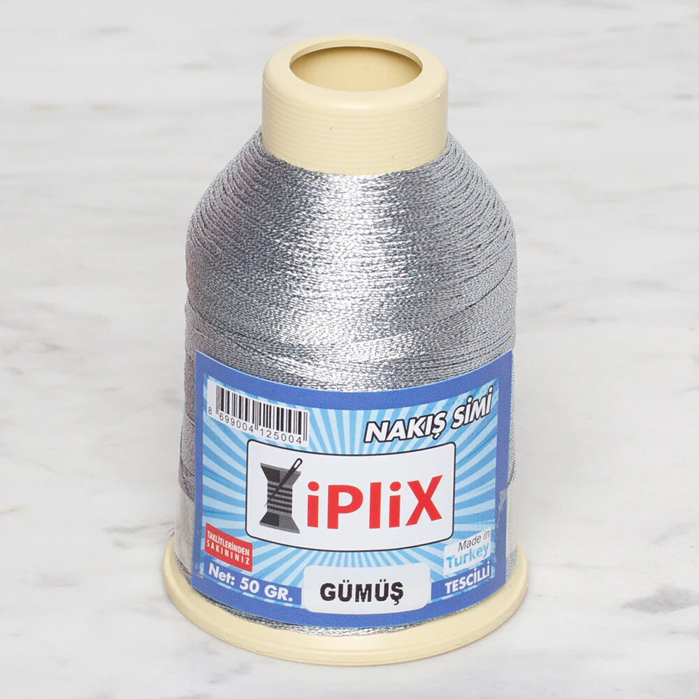 Loren İplix 50 gr Metallic Embroidery Thread, Silver - Image 2