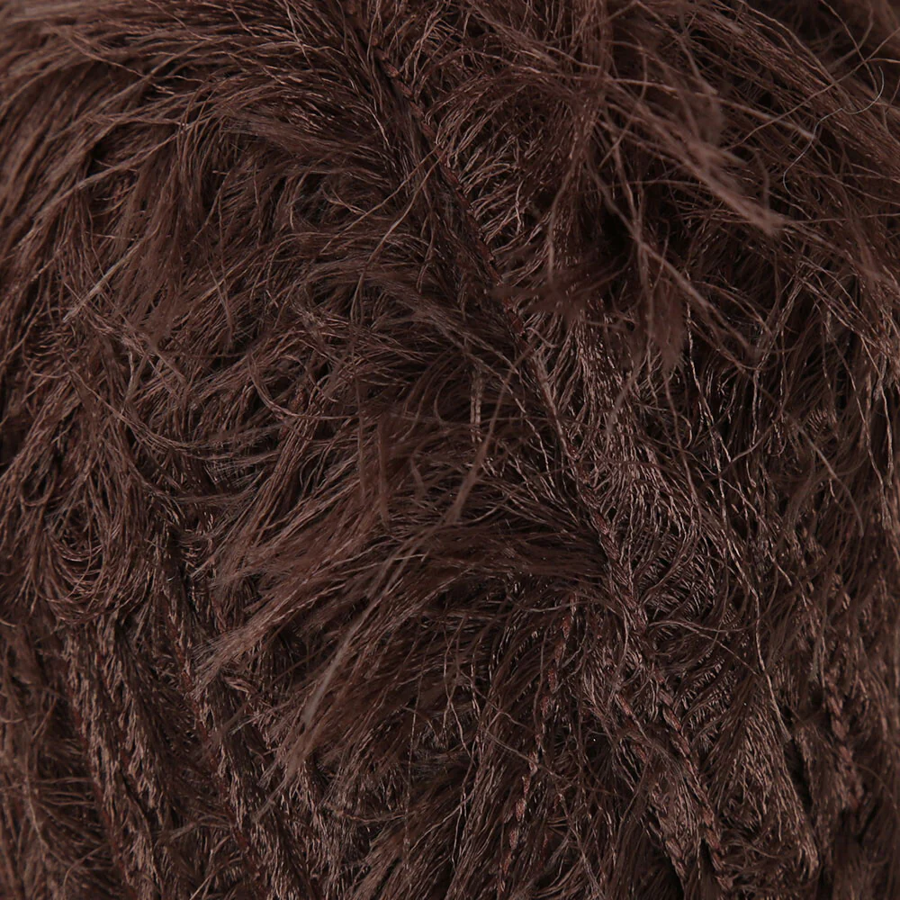 Loren Luna Eyelash Yarn, Brown - R035 - Image 2