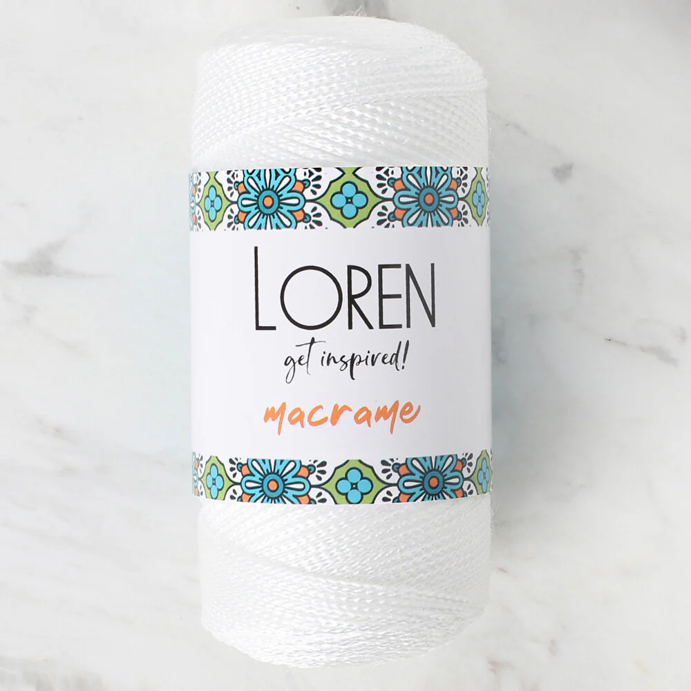 Loren Macrame Knitting Yarn, White - RM 002