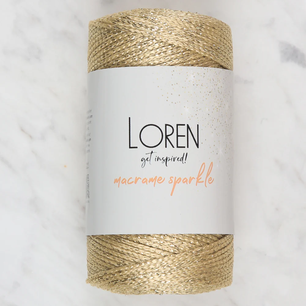 Loren Macrame Sparkle Hand Knitting Yarn, Golden Yellow - RM 39