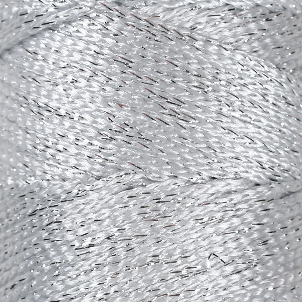 Loren Macrame Sparkle Hand Knitting Yarn, Glitter White - RM002 - Image 2