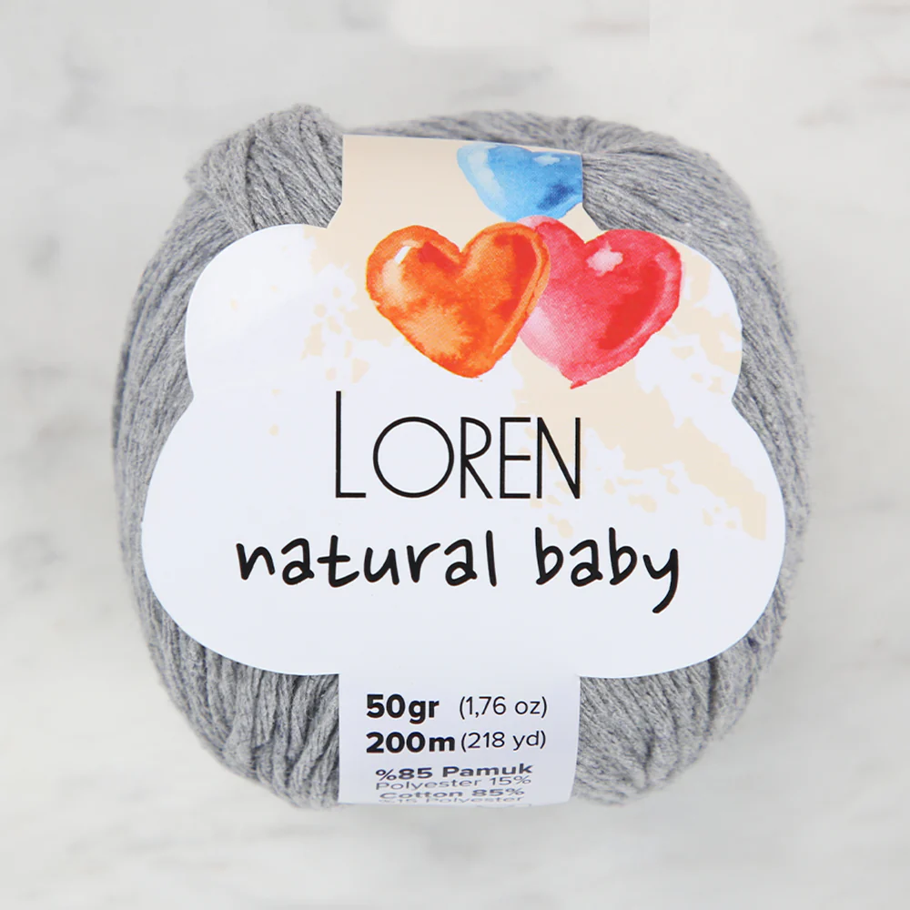 Loren Natural Baby Yarn, Light Grey - R079