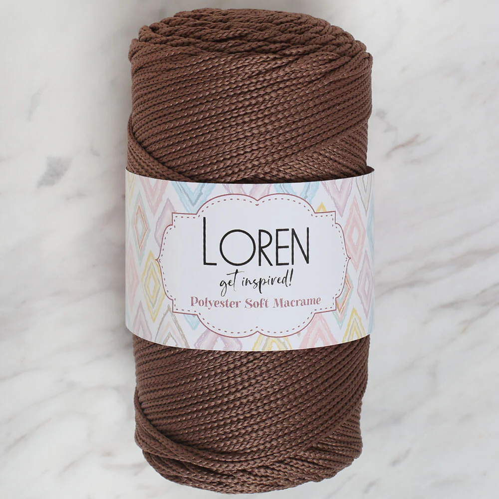 Loren Polyester Soft Macrame Yarn, Brown - LM032