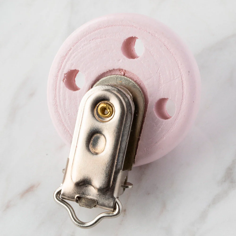Loren Round Shaped Wooden Pacifier Clip, Pink - Small Princess - Image 2