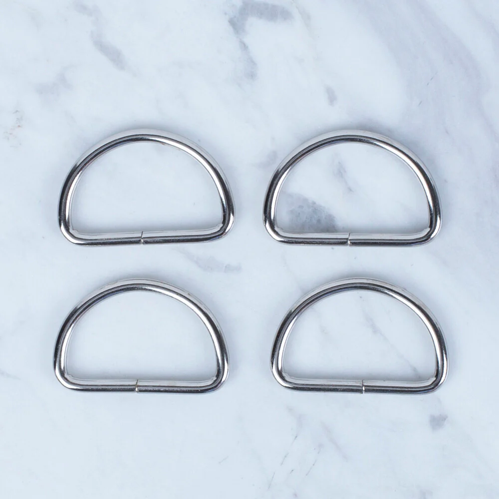 Loren Silver Metal D-Shaped Ring for Handbags or Belts in 4, 3.2 cm