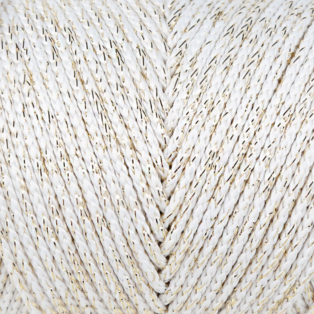 Loren Soft Star Macrame Yarn, Thread Gold Glittery Cream - RM103 - Image 2