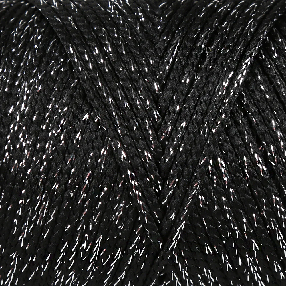 Loren Soft Star Macrame Yarn, Thread Silver Glittery Black - RM104 - Image 2