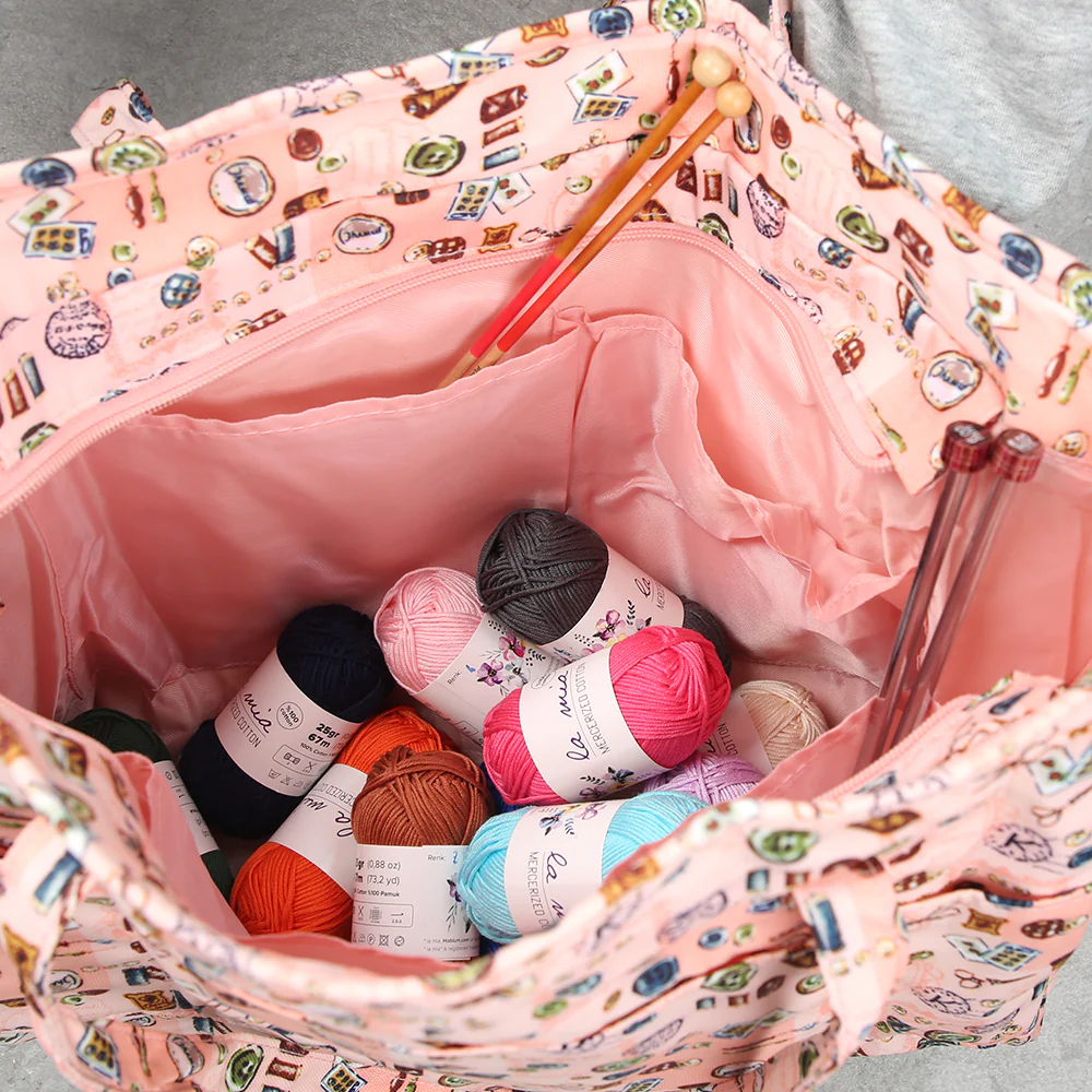 Nas Knitting Bag, Salmon - Image 3