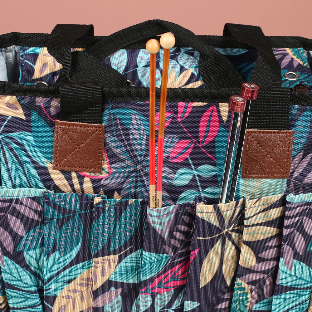 Nas Knitting Bag, Navy Blue Floral - Image 3