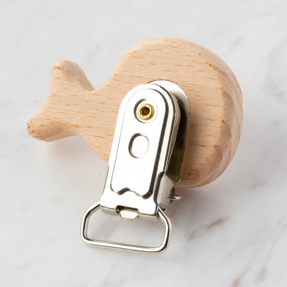Loren Whale Shaped Wooden Pacifier Clip - Image 2