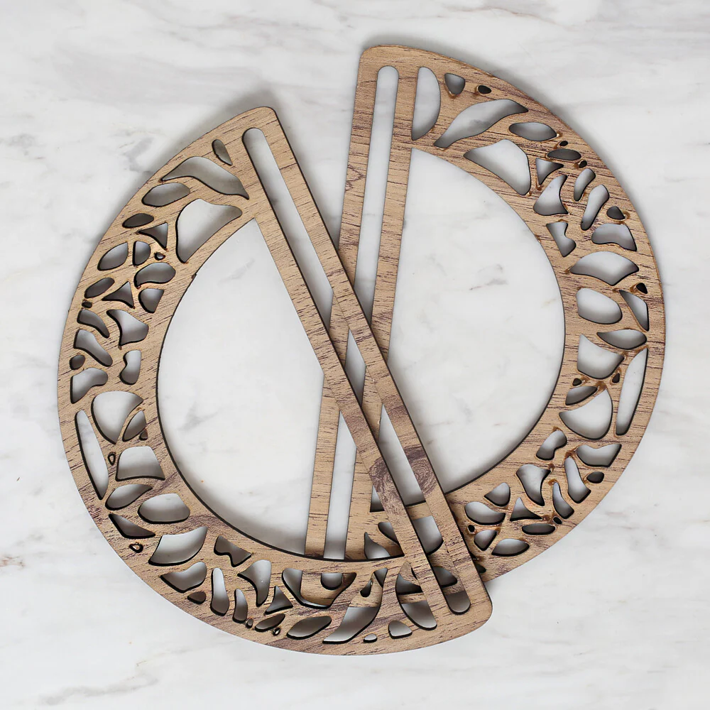 Loren Wood Carved Patterned Bag Handle - Image 2