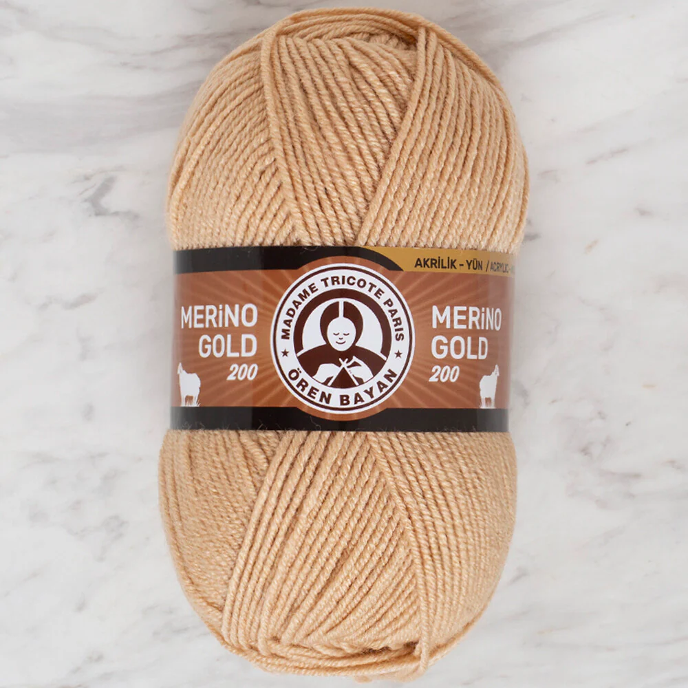 Madame Tricote Paris Merino Gold 200 Knitting Yarn, Beige - 114