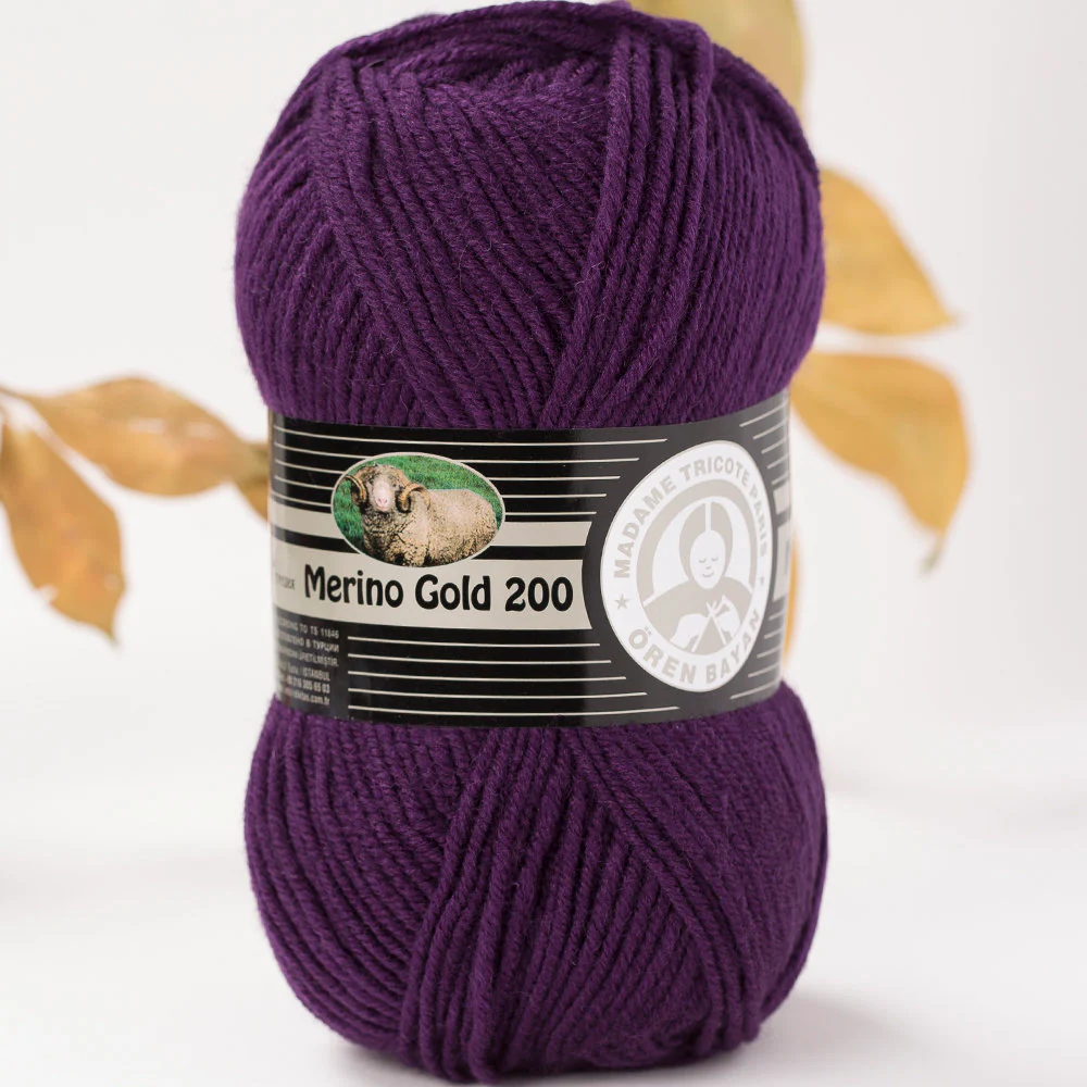 Madame Tricote Paris Merino Gold 200 Knitting Yarn, Purple - 60-1842