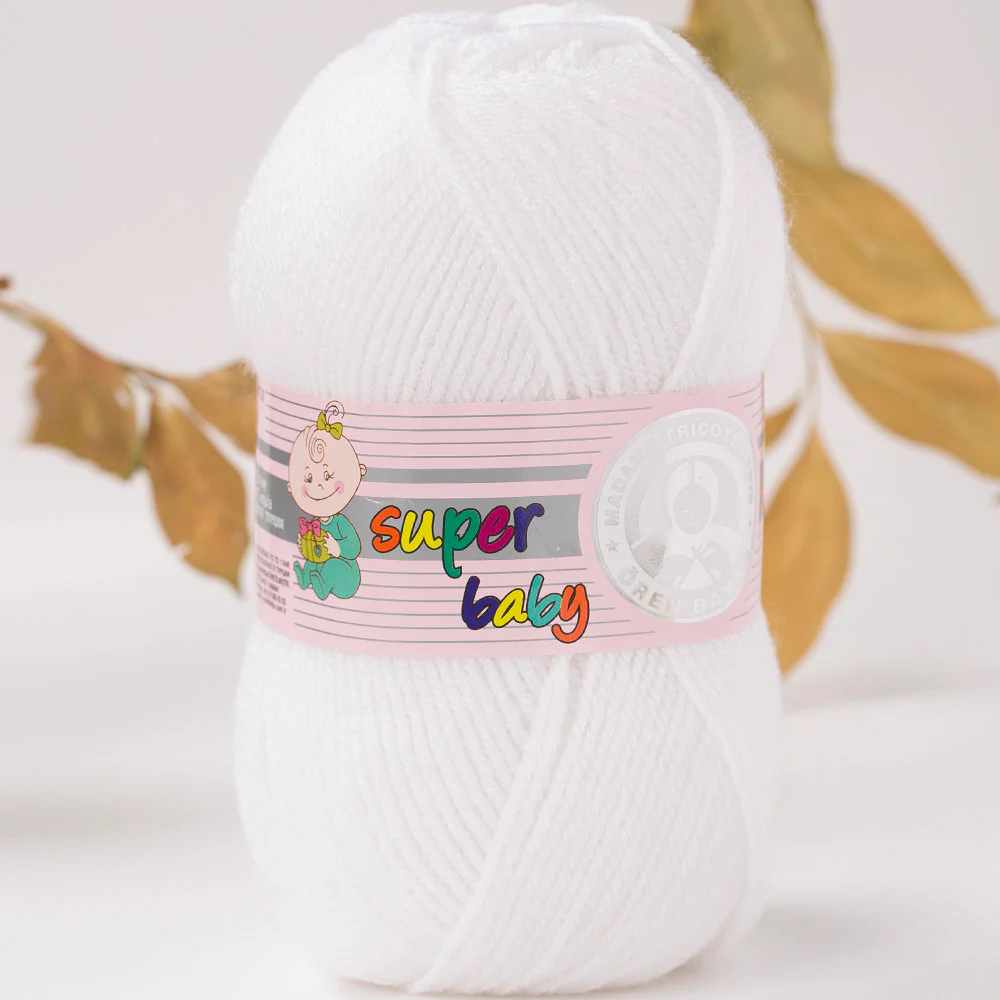 Madame Tricote Paris Super Baby Knitting Yarn, White - 100-1758