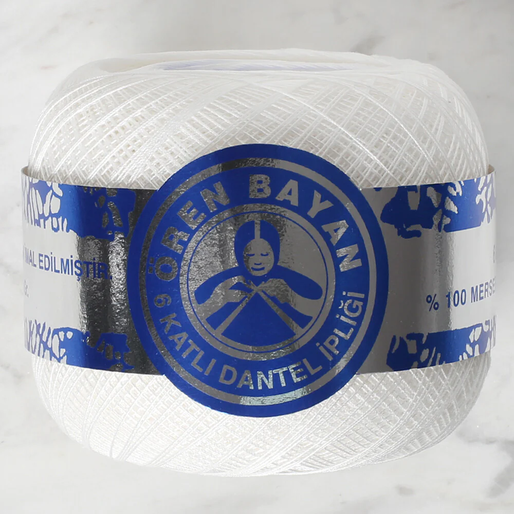 Madame Tricote Paris 100Gr 6 Ply Lace Thread Ball  50 No - White