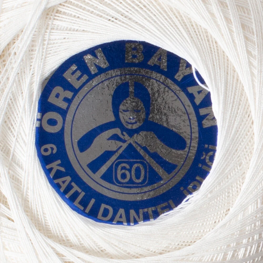 Madame Tricote Paris 100Gr 6 Ply Lace Thread Ball  60 No - White - Image 3