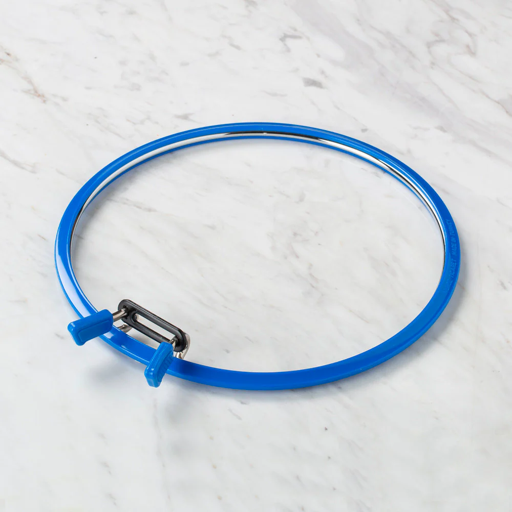 Nurge Metal Spring Tension Ring with Blue Plastic Frame Embroidery Hoop, 195 mm - Image 3