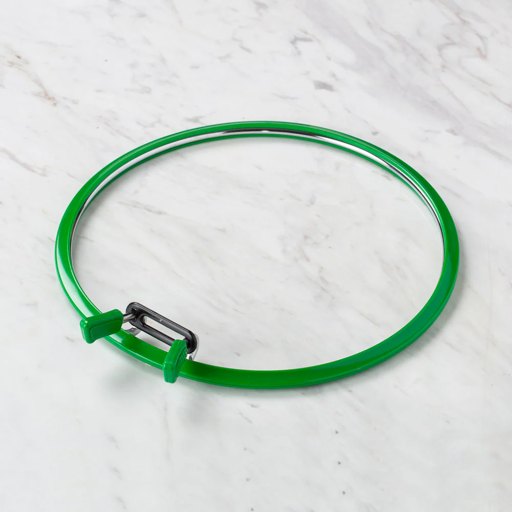 Nurge Metal Spring Tension Ring with Green Plastic Frame Embroidery Hoop, 195 mm - Image 3