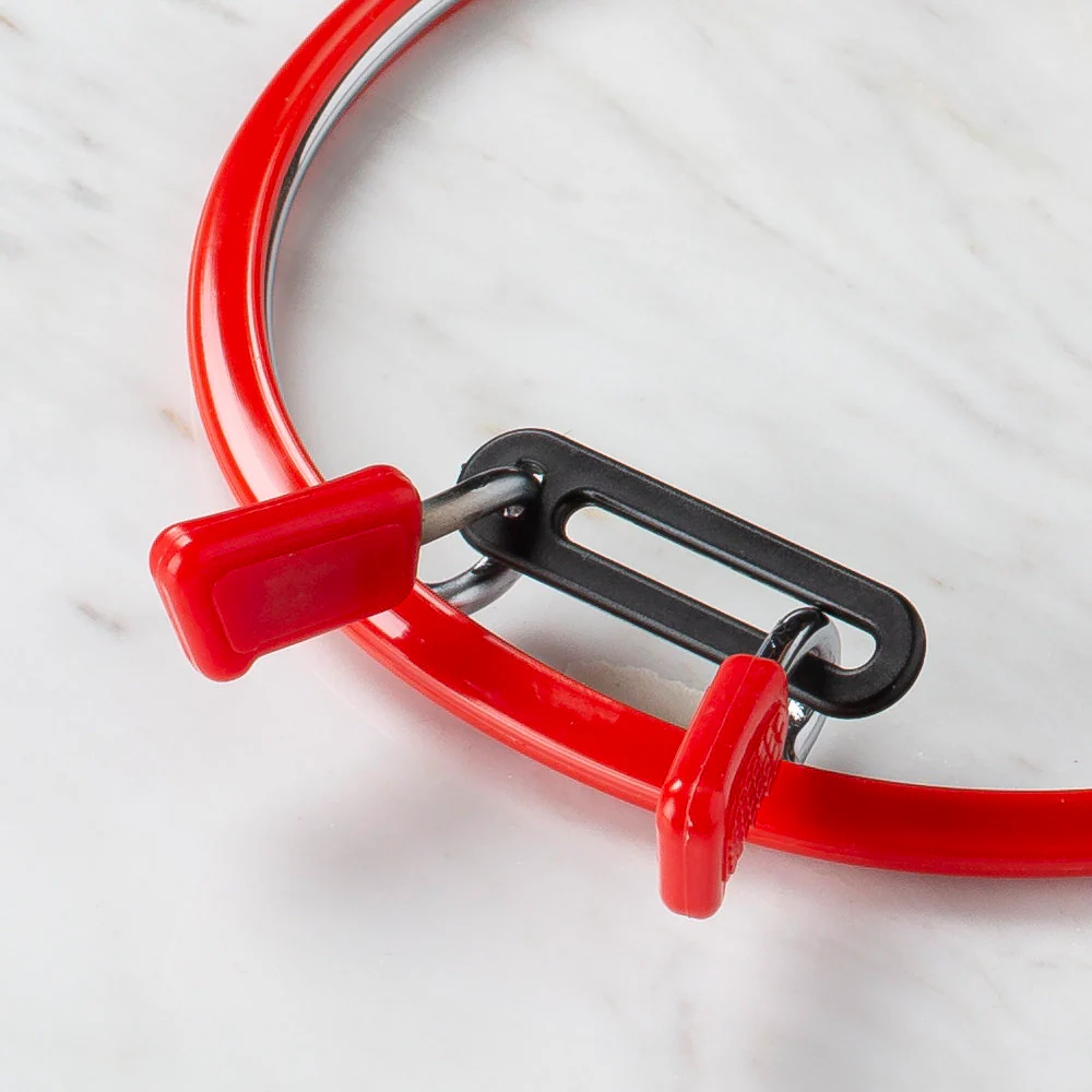 Nurge Metal Spring Tension Ring with Red Plastic Frame Embroidery Hoop, 126 mm - Image 4