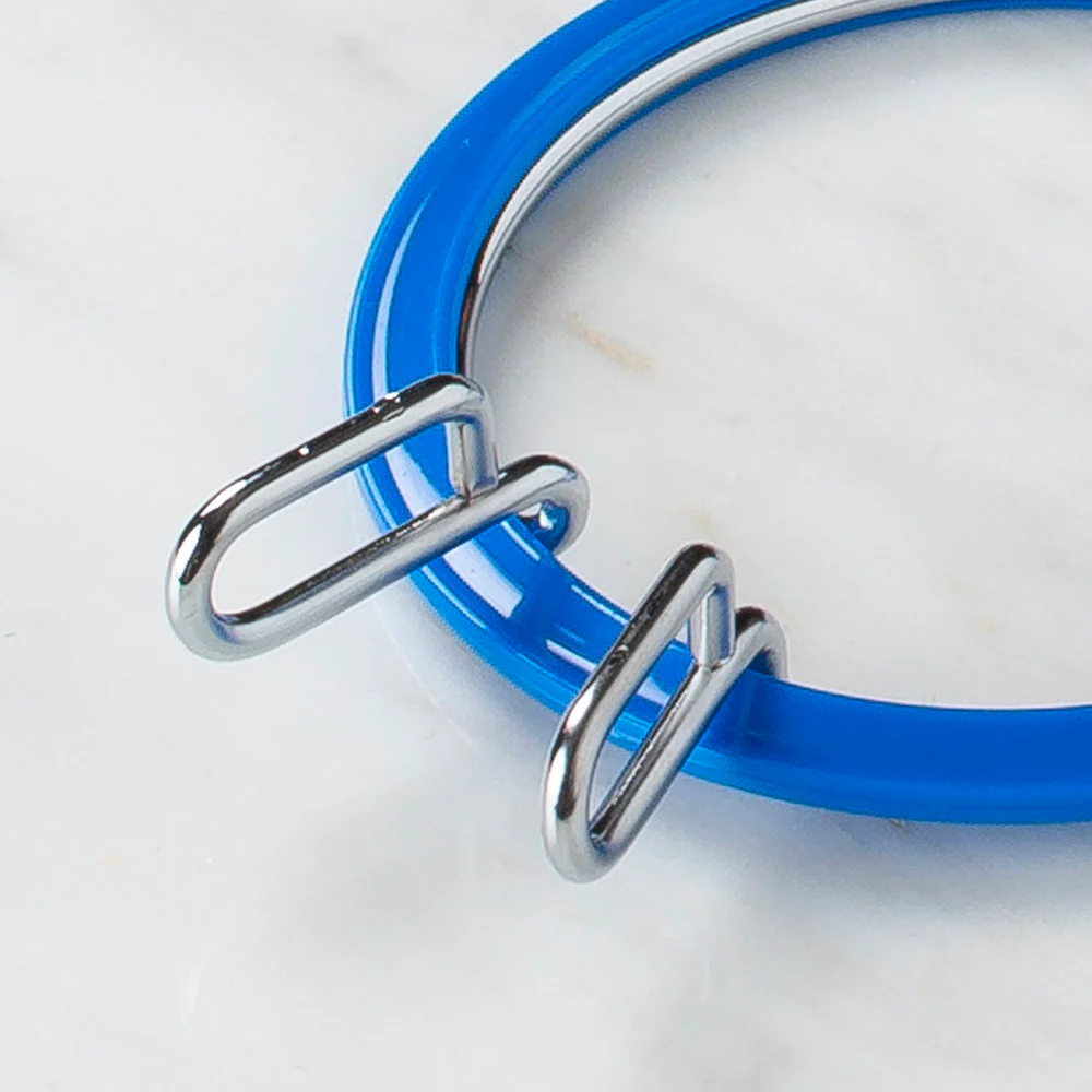 Nurge Metal Spring Tension Ring with Blue Plastic Frame Embroidery Hoop, 58 mm - Image 4