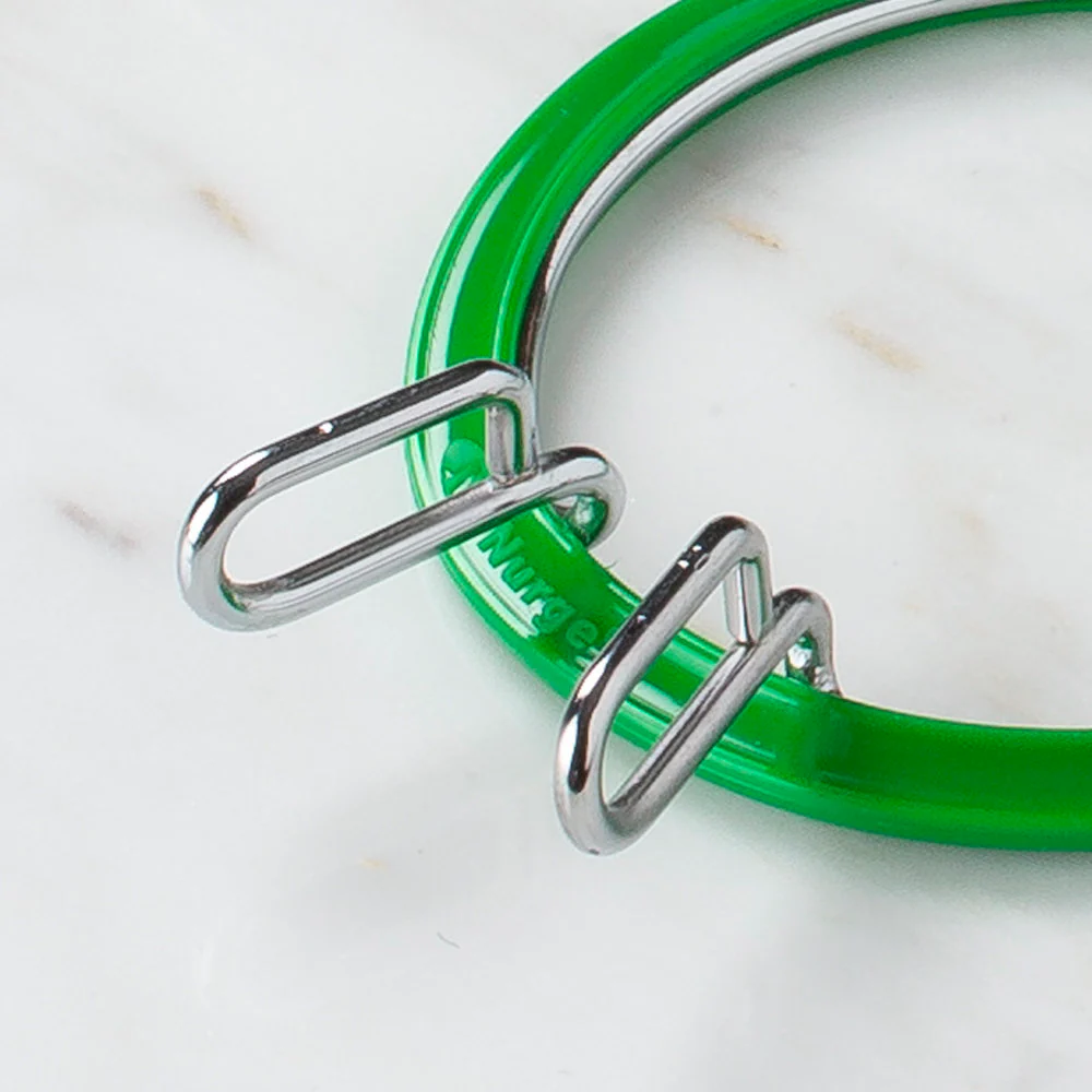 Nurge Metal Spring Tension Ring with Green Plastic Frame Embroidery Hoop, 58 mm - Image 4