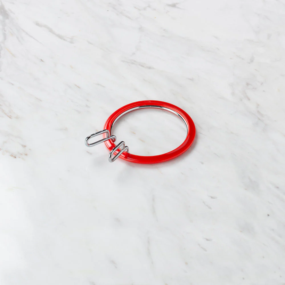 Nurge Metal Spring Tension Ring with Red Plastic Frame Embroidery Hoop, 58 mm - Image 3