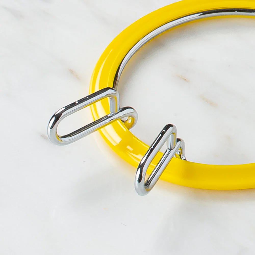 Nurge Metal Spring Tension Ring with Yellow Plastic Frame Embroidery Hoop, 58 mm - Image 4