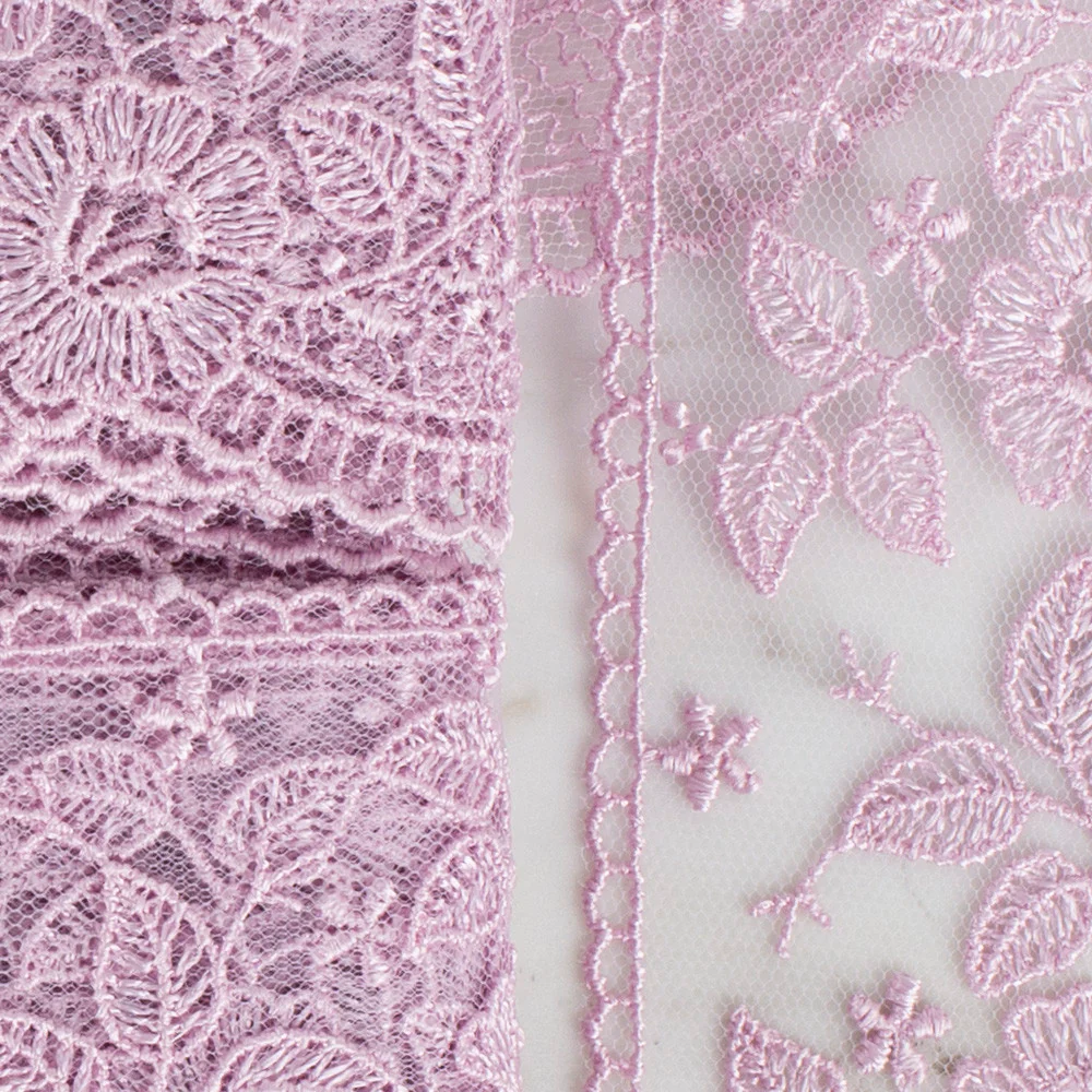Önel Lace Ribbon, 5 cm, Lilac, Flower Patterned - 60 - Image 2