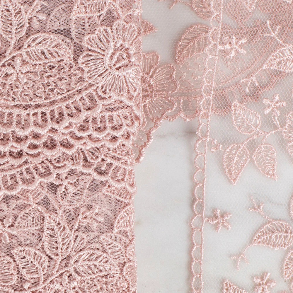 Önel Lace Ribbon, 5 cm, Powder Pink, Flower Patterned - 60 - Image 2