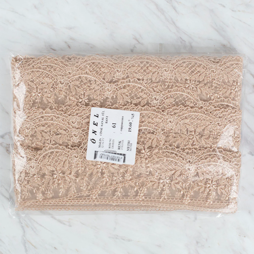 Önel Lace Ribbon, 6 cm, Beige, Flower Patterned - 61 - Image 3