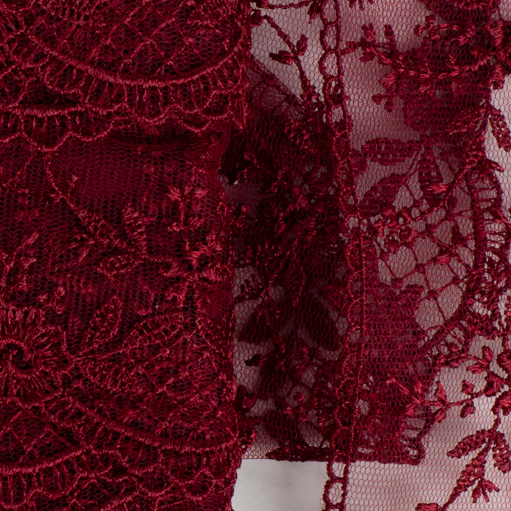 Önel Lace Ribbon, 6 cm, Claret, Flower Patterned - 61 - Image 2